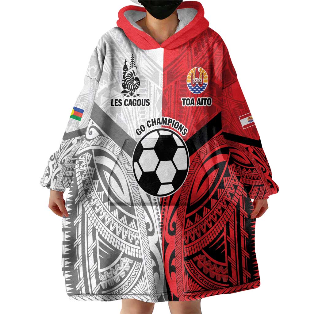 New Caledonia-Tahiti Football Custom Wearable Blanket Hoodie Together Go Champions LT9 - Polynesian Pride