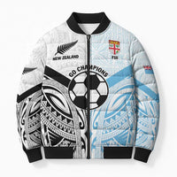 New Zealand-Fiji Football Custom Bomber Puffer Jacket Together Go Champions - Polynesian Pride