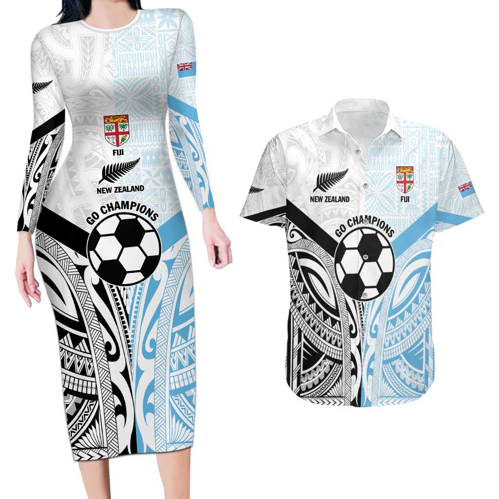 New Zealand-Fiji Football Custom Couples Matching Long Sleeve Bodycon Dress and Hawaiian Shirt Together Go Champions LT9 Art - Polynesian Pride