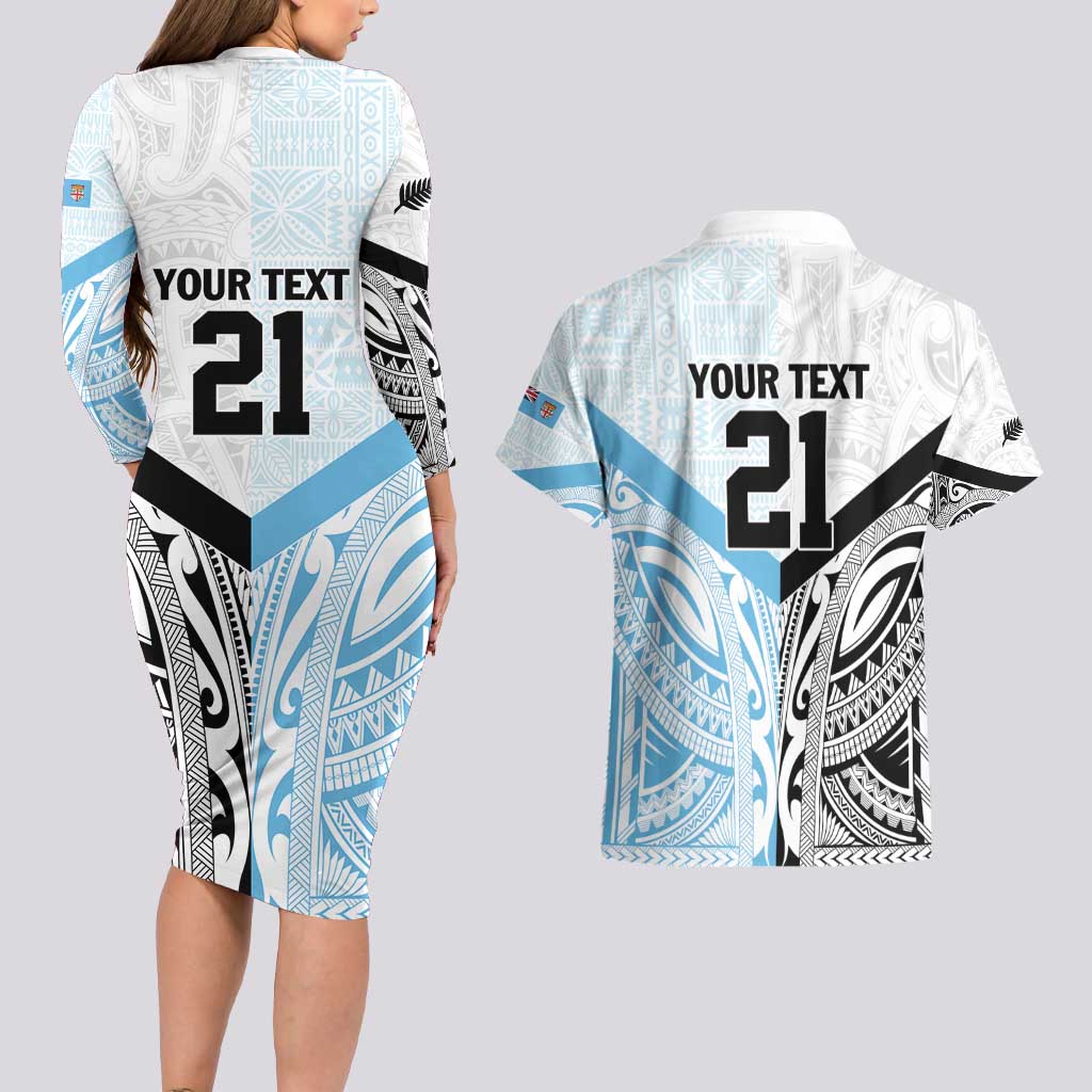 New Zealand-Fiji Football Custom Couples Matching Long Sleeve Bodycon Dress and Hawaiian Shirt Together Go Champions LT9 - Polynesian Pride