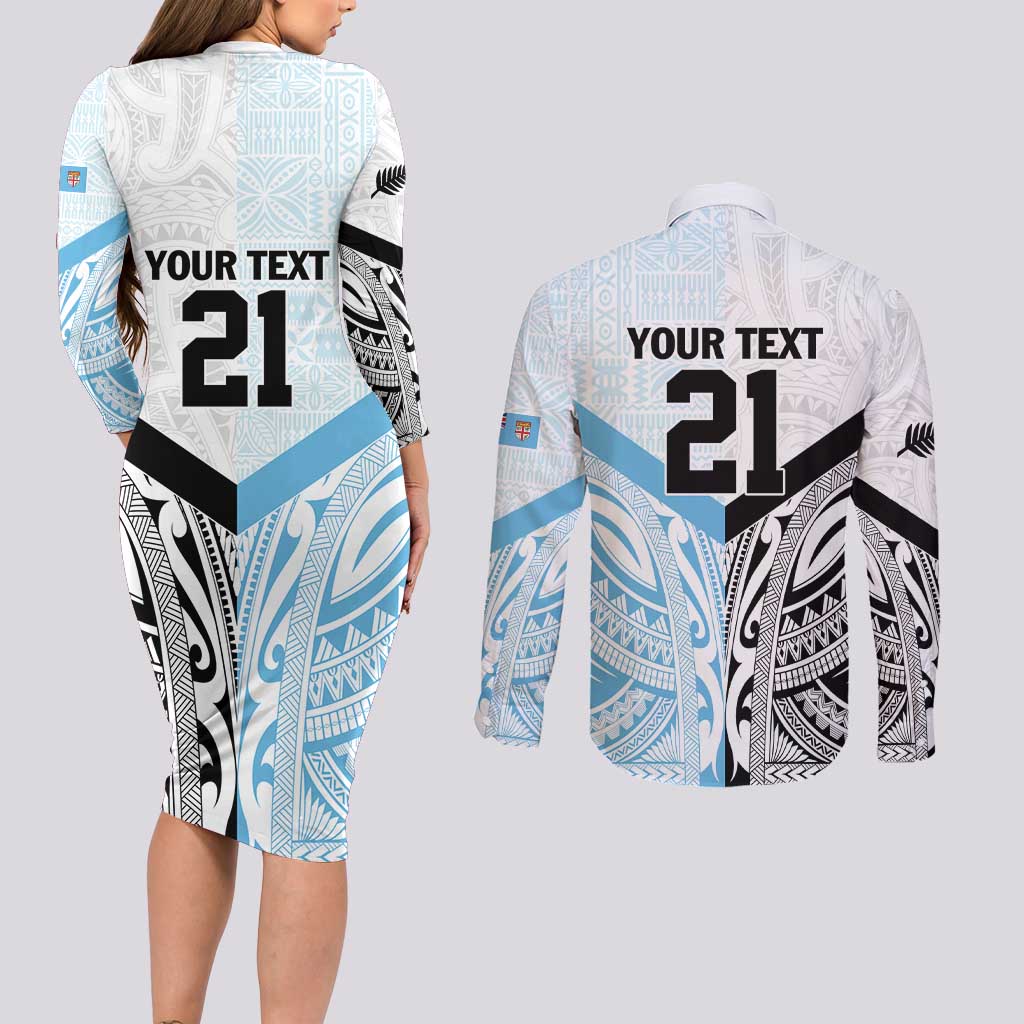 New Zealand-Fiji Football Custom Couples Matching Long Sleeve Bodycon Dress and Long Sleeve Button Shirt Together Go Champions LT9 - Polynesian Pride