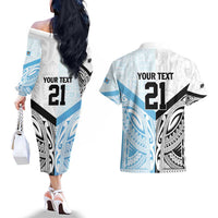 New Zealand-Fiji Football Custom Couples Matching Off The Shoulder Long Sleeve Dress and Hawaiian Shirt Together Go Champions LT9 - Polynesian Pride