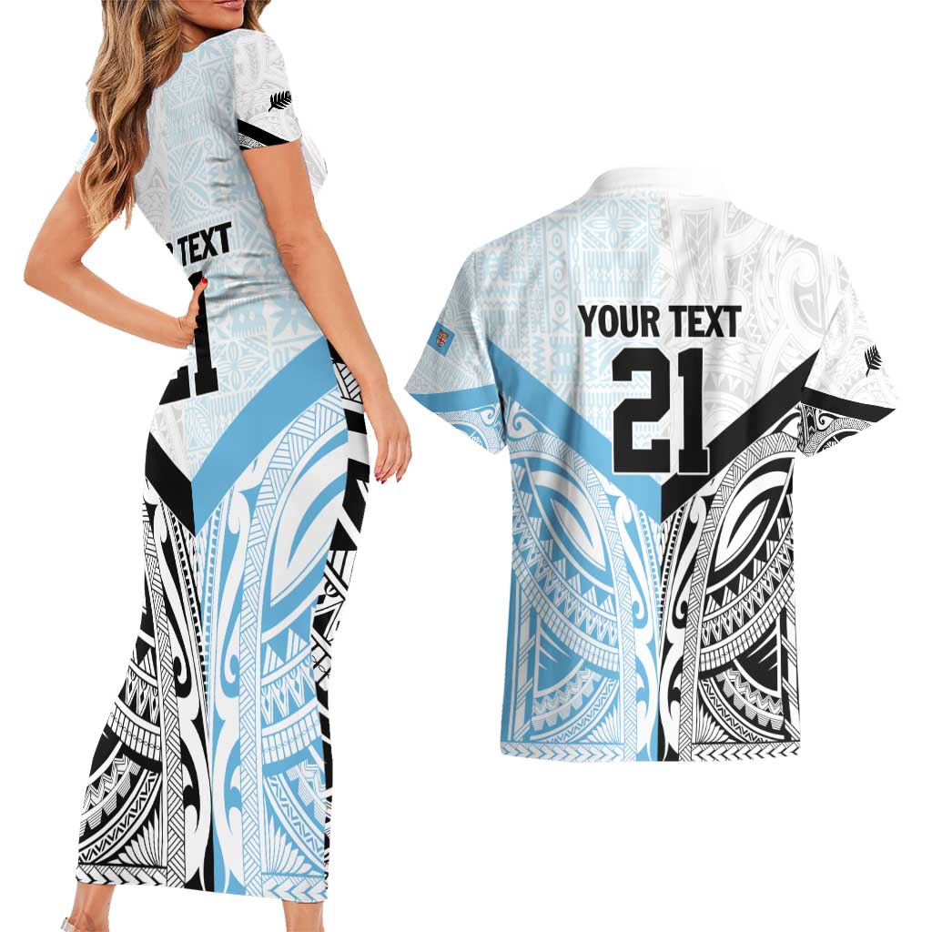 New Zealand-Fiji Football Custom Couples Matching Short Sleeve Bodycon Dress and Hawaiian Shirt Together Go Champions LT9 - Polynesian Pride