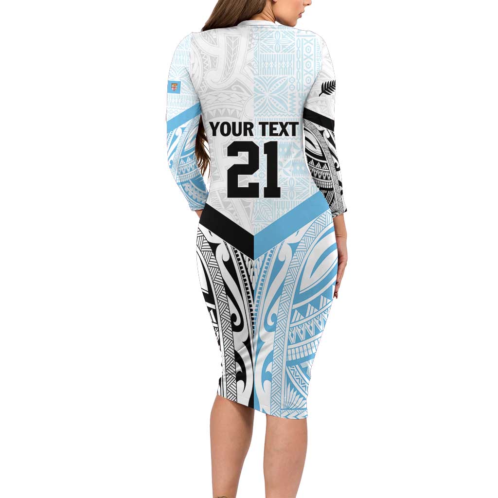 New Zealand-Fiji Football Custom Family Matching Long Sleeve Bodycon Dress and Hawaiian Shirt Together Go Champions LT9 - Polynesian Pride