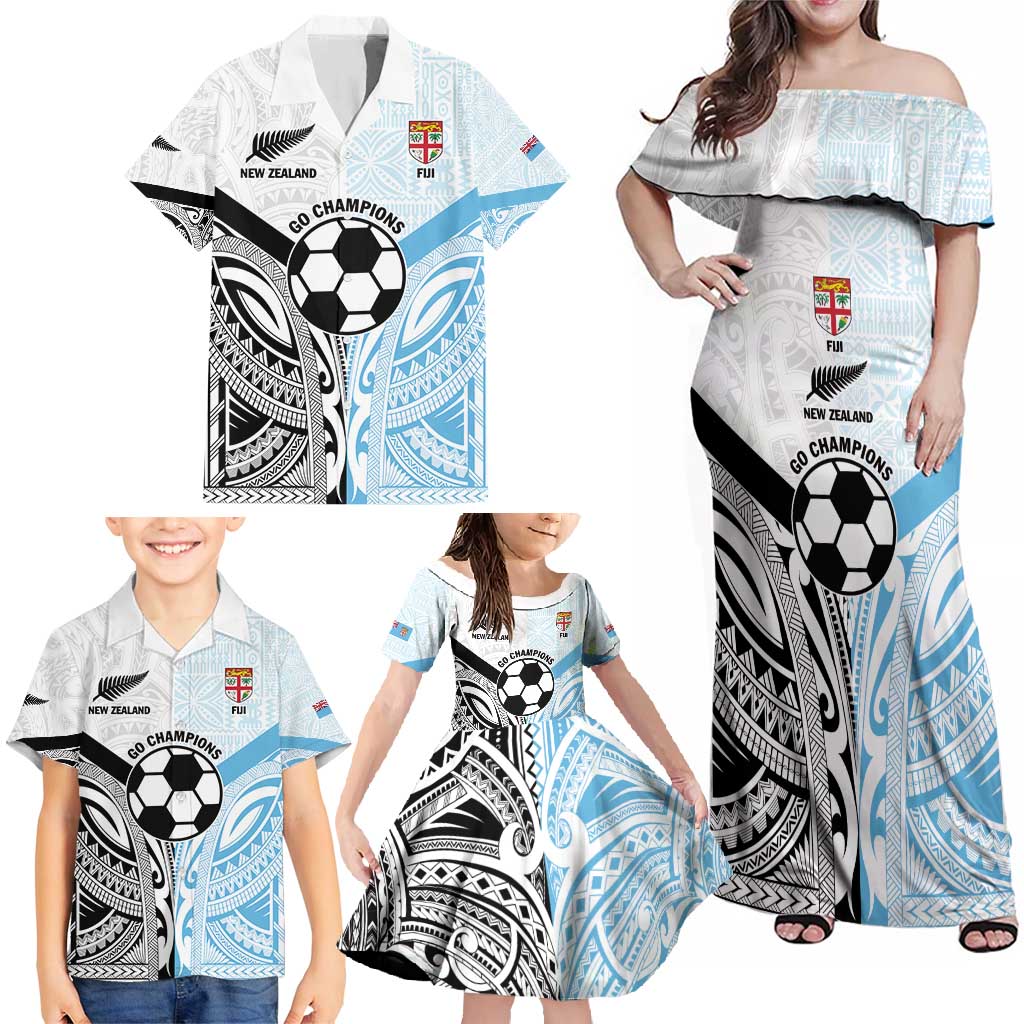 New Zealand-Fiji Football Custom Family Matching Off Shoulder Maxi Dress and Hawaiian Shirt Together Go Champions LT9 - Polynesian Pride