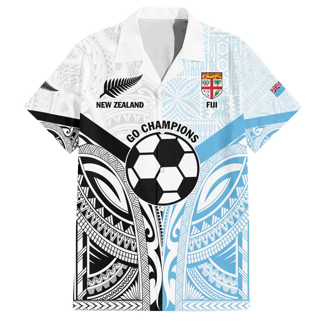 New Zealand-Fiji Football Custom Family Matching Off Shoulder Maxi Dress and Hawaiian Shirt Together Go Champions LT9 Dad's Shirt - Short Sleeve Art - Polynesian Pride