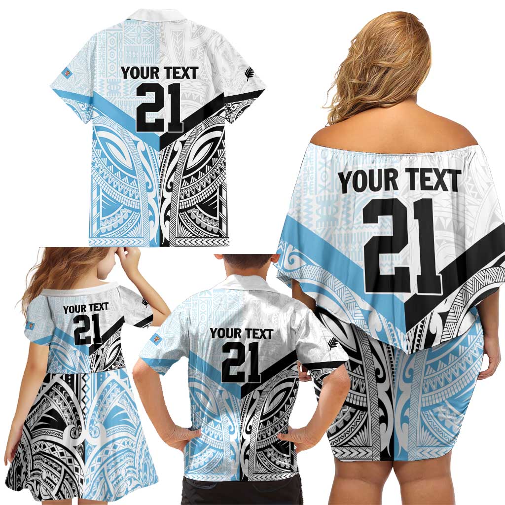 New Zealand-Fiji Football Custom Family Matching Off Shoulder Short Dress and Hawaiian Shirt Together Go Champions LT9 - Polynesian Pride