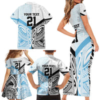 New Zealand-Fiji Football Custom Family Matching Short Sleeve Bodycon Dress and Hawaiian Shirt Together Go Champions LT9 - Polynesian Pride