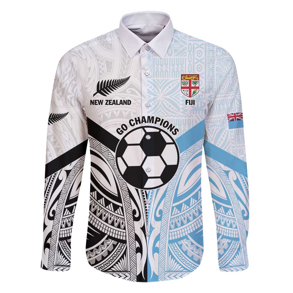 New Zealand-Fiji Football Custom Family Matching Summer Maxi Dress and Hawaiian Shirt Together Go Champions LT9 Dad's Shirt - Long Sleeve Art - Polynesian Pride