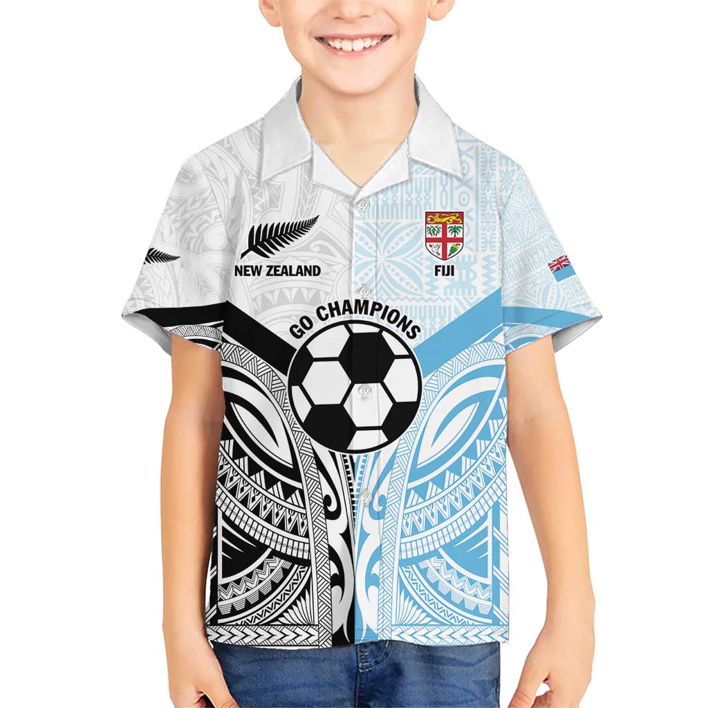 New Zealand-Fiji Football Custom Kid Hawaiian Shirt Together Go Champions LT9 Kid Art - Polynesian Pride