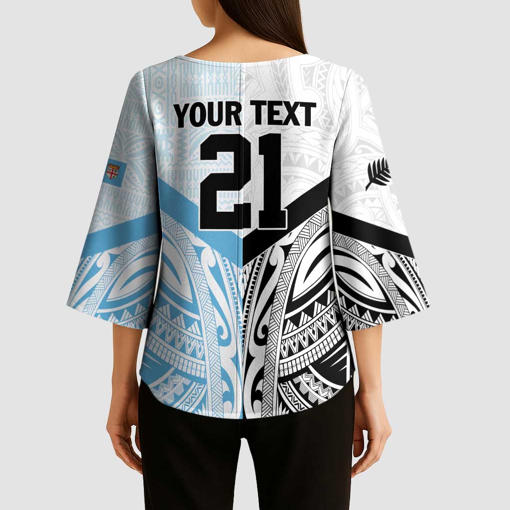 New Zealand-Fiji Football Custom Kimono Sleeve Blouse Together Go Champions LT9 - Polynesian Pride