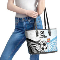 New Zealand-Fiji Football Custom Leather Tote Bag Together Go Champions LT9 - Polynesian Pride