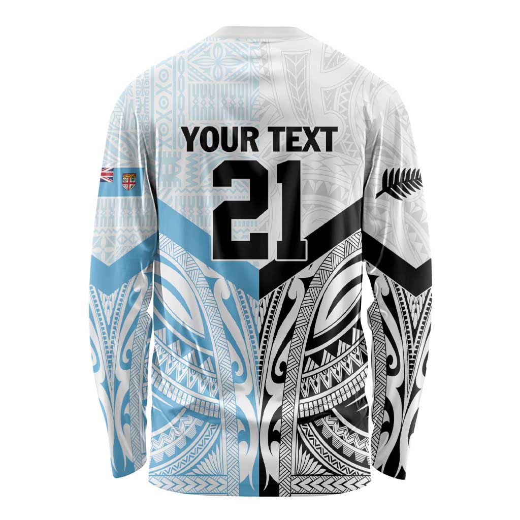 New Zealand-Fiji Football Custom Long Sleeve Shirt Together Go Champions LT9 - Polynesian Pride