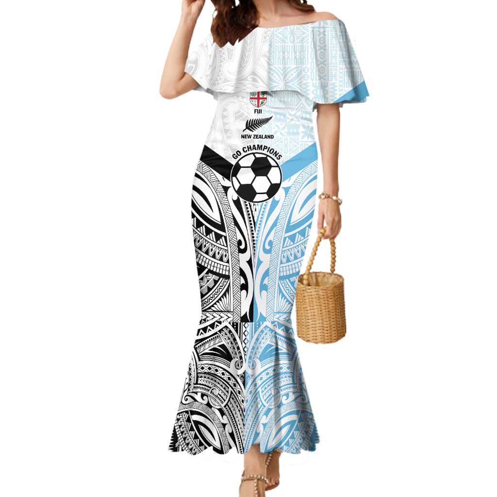 New Zealand-Fiji Football Custom Mermaid Dress Together Go Champions LT9 Women Art - Polynesian Pride