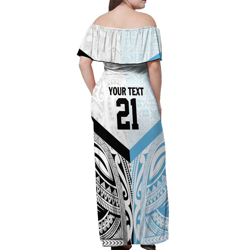 New Zealand-Fiji Football Custom Off Shoulder Maxi Dress Together Go Champions LT9 - Polynesian Pride