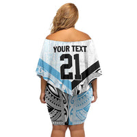 New Zealand-Fiji Football Custom Off Shoulder Short Dress Together Go Champions LT9 - Polynesian Pride