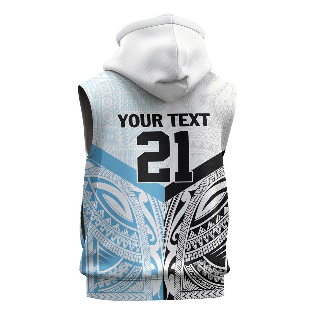 New Zealand-Fiji Football Custom Sleeveless Zip Hoodie Together Go Champions LT9 - Polynesian Pride