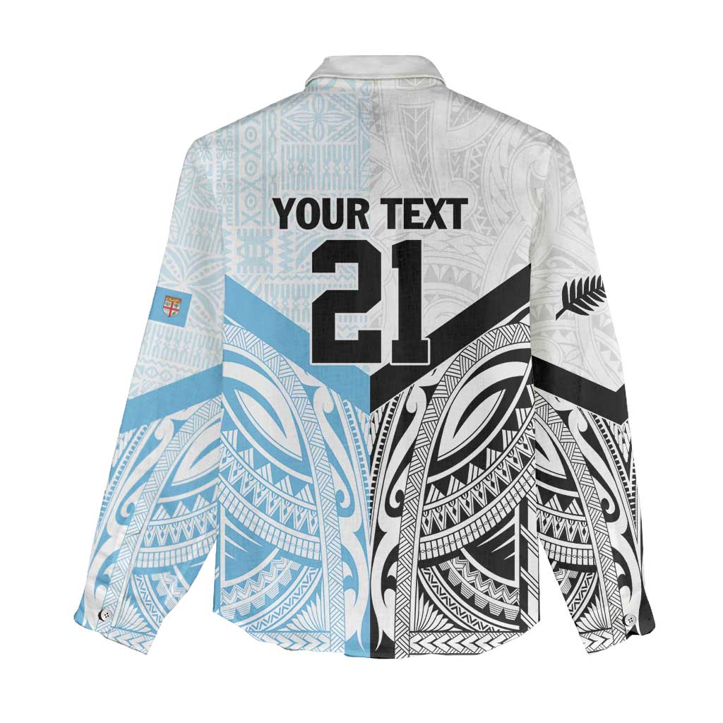 New Zealand-Fiji Football Custom Women Casual Shirt Together Go Champions LT9 - Polynesian Pride