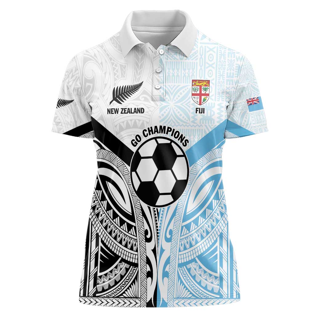 New Zealand-Fiji Football Custom Women Polo Shirt Together Go Champions LT9 Female Art - Polynesian Pride