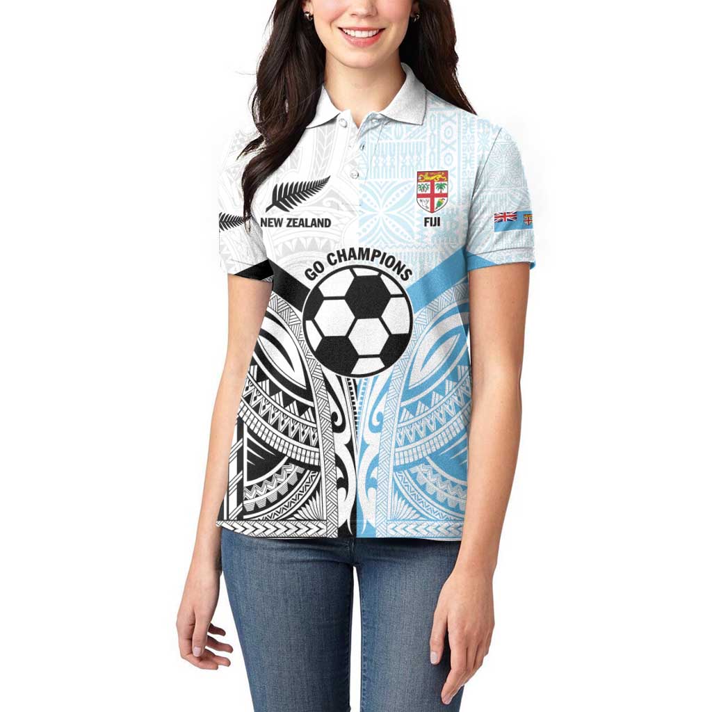 New Zealand-Fiji Football Custom Women Polo Shirt Together Go Champions LT9 - Polynesian Pride