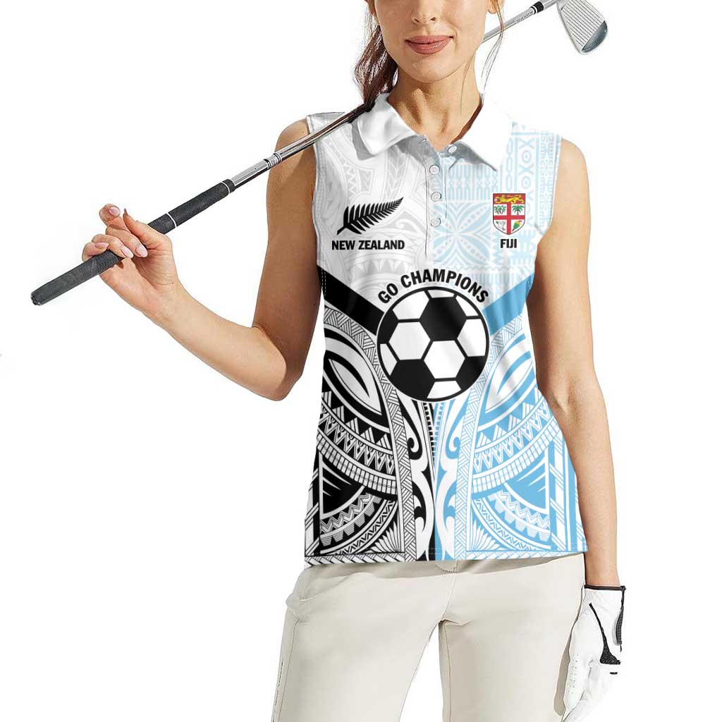 New Zealand-Fiji Football Custom Women Sleeveless Polo Shirt Together Go Champions LT9 - Polynesian Pride