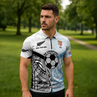 New Zealand-Fiji Football Custom Zipper Polo Shirt Together Go Champions LT9 - Polynesian Pride