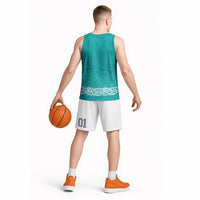 New Zealand Nurses Week Basketball Jersey Maori Kowhaiwhai Cyan Tribal
