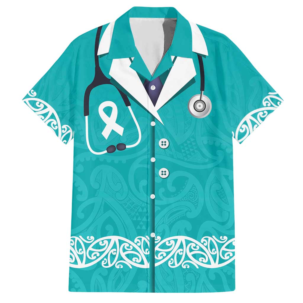 New Zealand Nurses Week Hawaiian Shirt Maori Kowhaiwhai Cyan Tribal