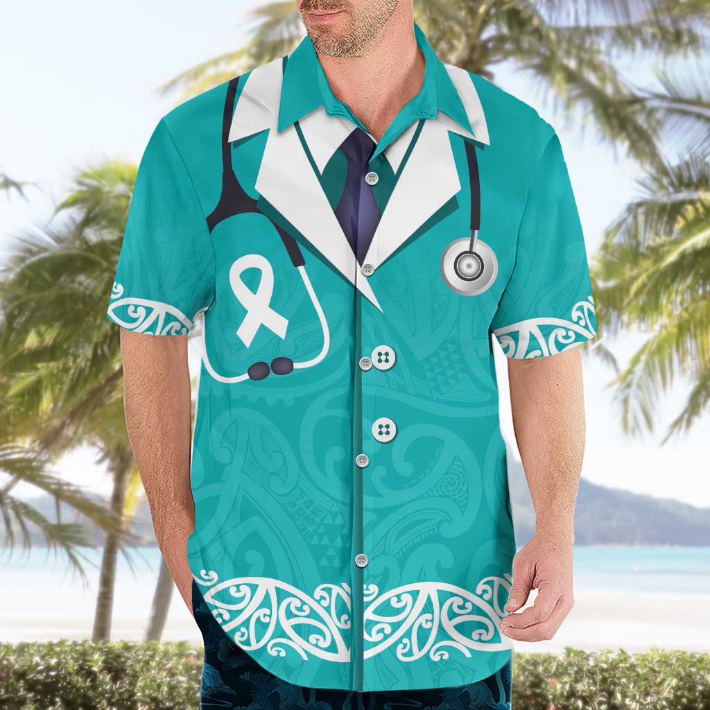 New Zealand Nurses Week Hawaiian Shirt Maori Kowhaiwhai Cyan Tribal