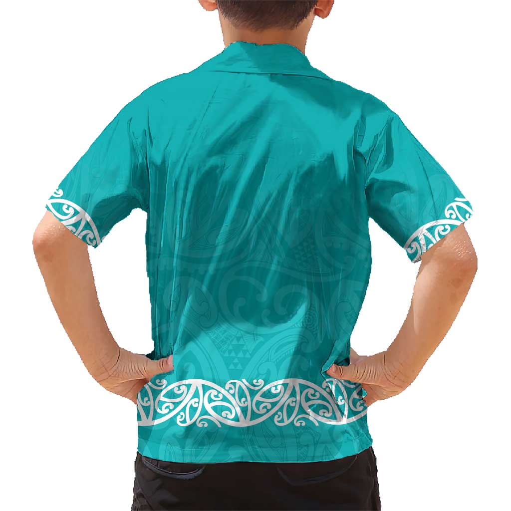 New Zealand Nurses Week Kid Hawaiian Shirt Maori Kowhaiwhai Cyan Tribal