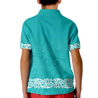 New Zealand Nurses Week Kid Polo Shirt Maori Kowhaiwhai Cyan Tribal