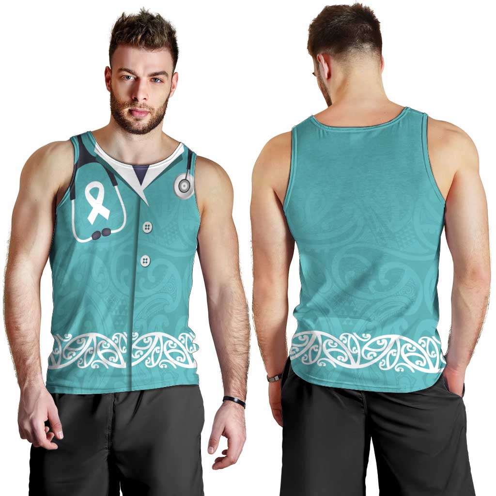 New Zealand Nurses Week Men Tank Top Maori Kowhaiwhai Cyan Tribal