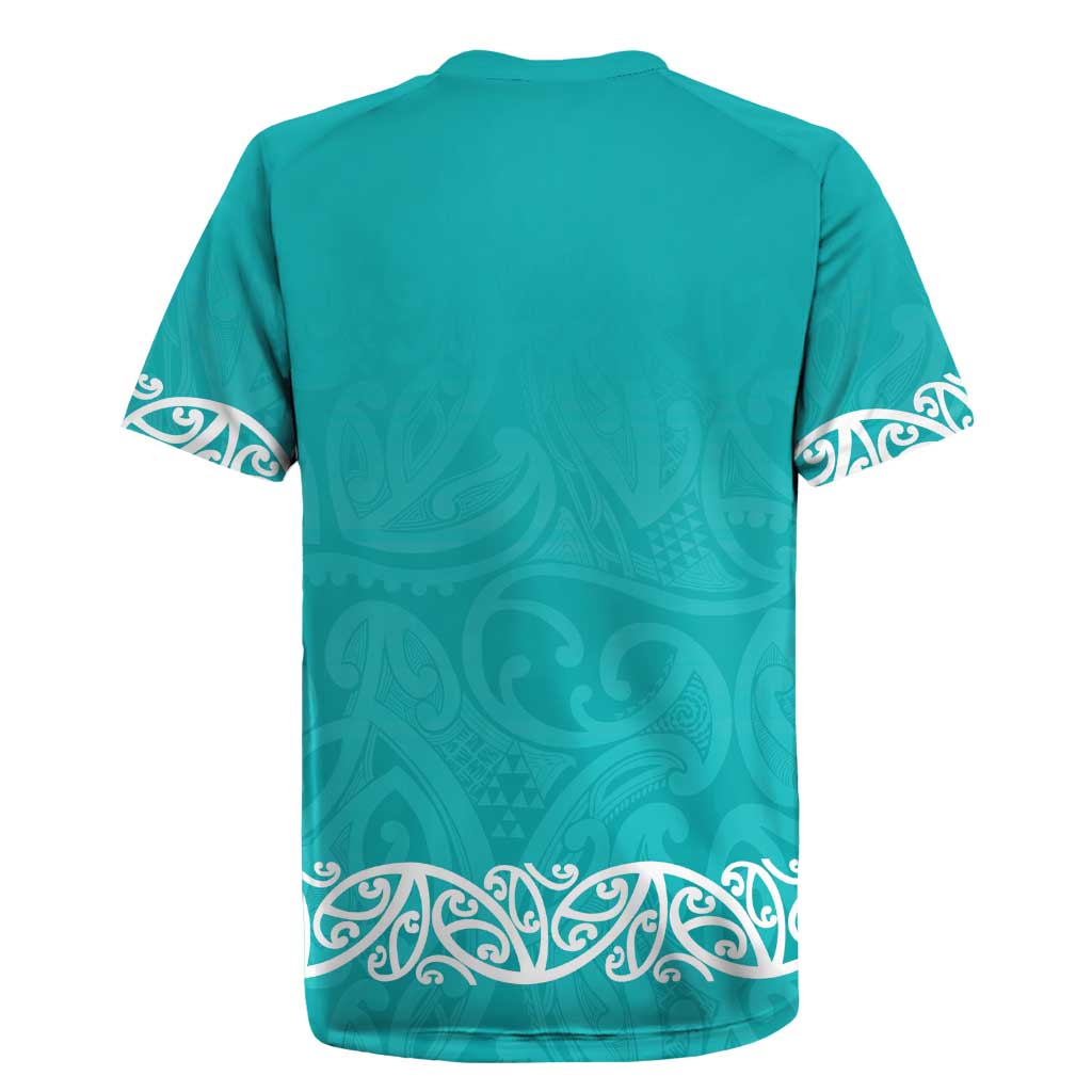 New Zealand Nurses Week Rugby Jersey Maori Kowhaiwhai Cyan Tribal
