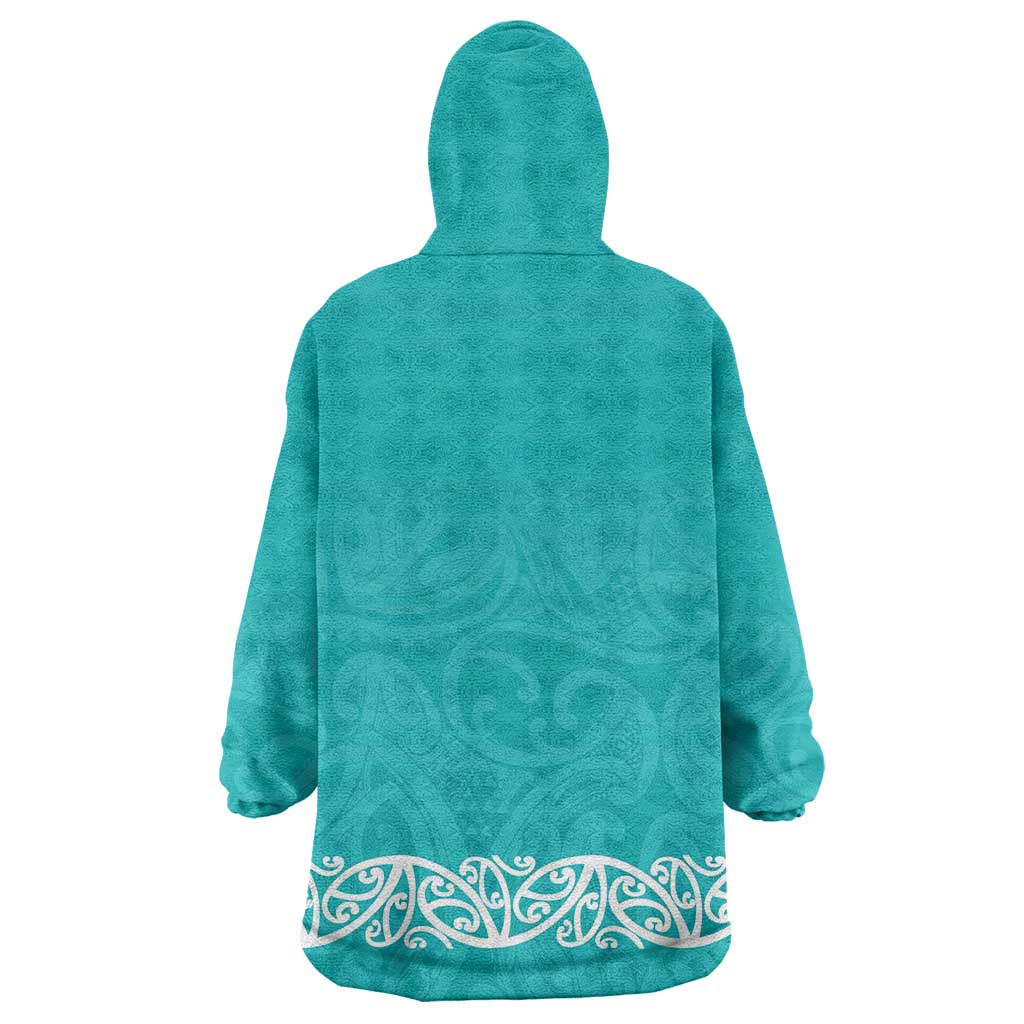 New Zealand Nurses Week Wearable Blanket Hoodie Maori Kowhaiwhai Cyan Tribal LT9 - Polynesian Pride