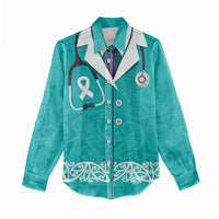 New Zealand Nurses Week Women Casual Shirt Maori Kowhaiwhai Cyan Tribal LT9 - Polynesian Pride
