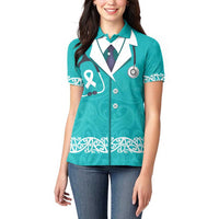 New Zealand Nurses Week Women Polo Shirt Maori Kowhaiwhai Cyan Tribal LT9 - Polynesian Pride