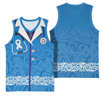 New Zealand Nurses Week Basketball Jersey Maori Kowhaiwhai Blue Tribal
