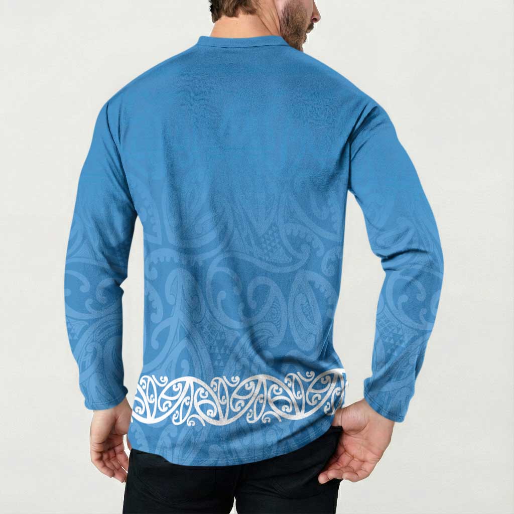 New Zealand Nurses Week Button Sweatshirt Maori Kowhaiwhai Blue Tribal