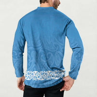 New Zealand Nurses Week Button Sweatshirt Maori Kowhaiwhai Blue Tribal