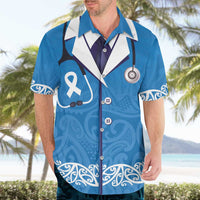 New Zealand Nurses Week Hawaiian Shirt Maori Kowhaiwhai Blue Tribal