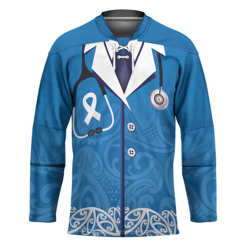 New Zealand Nurses Week Hockey Jersey Maori Kowhaiwhai Blue Tribal
