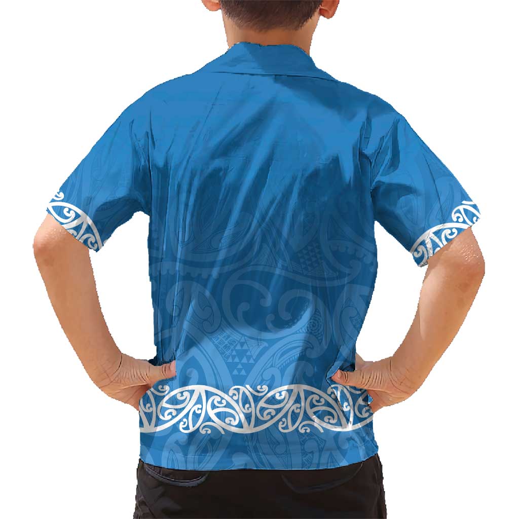 New Zealand Nurses Week Kid Hawaiian Shirt Maori Kowhaiwhai Blue Tribal