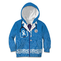 New Zealand Nurses Week Kid Hoodie Maori Kowhaiwhai Blue Tribal LT9 Hoodie Blue - Polynesian Pride
