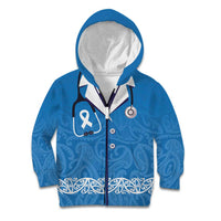 New Zealand Nurses Week Kid Hoodie Maori Kowhaiwhai Blue Tribal LT9 Zip Hoodie Blue - Polynesian Pride