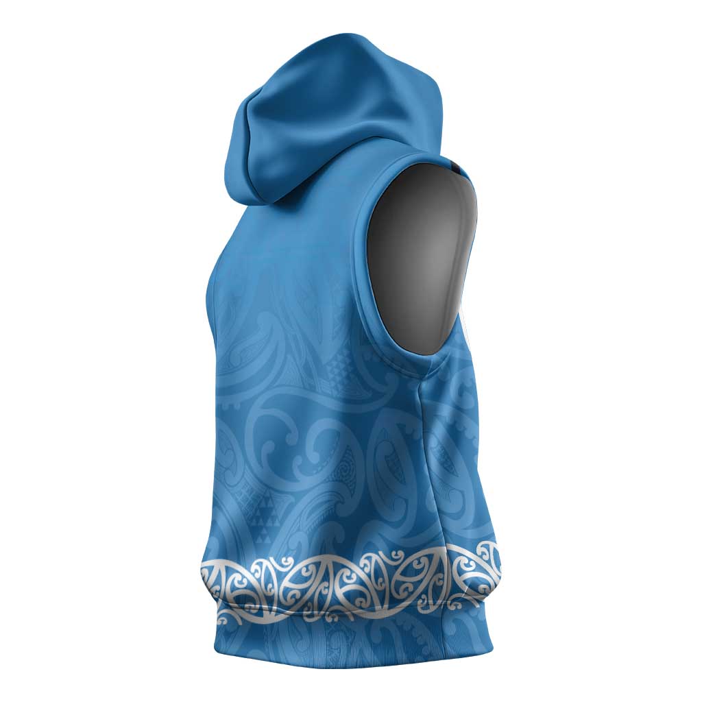 New Zealand Nurses Week Sleeveless Hoodie Maori Kowhaiwhai Blue Tribal