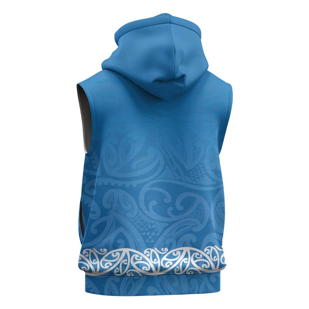 New Zealand Nurses Week Sleeveless Zip Hoodie Maori Kowhaiwhai Blue Tribal