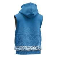 New Zealand Nurses Week Sleeveless Zip Hoodie Maori Kowhaiwhai Blue Tribal