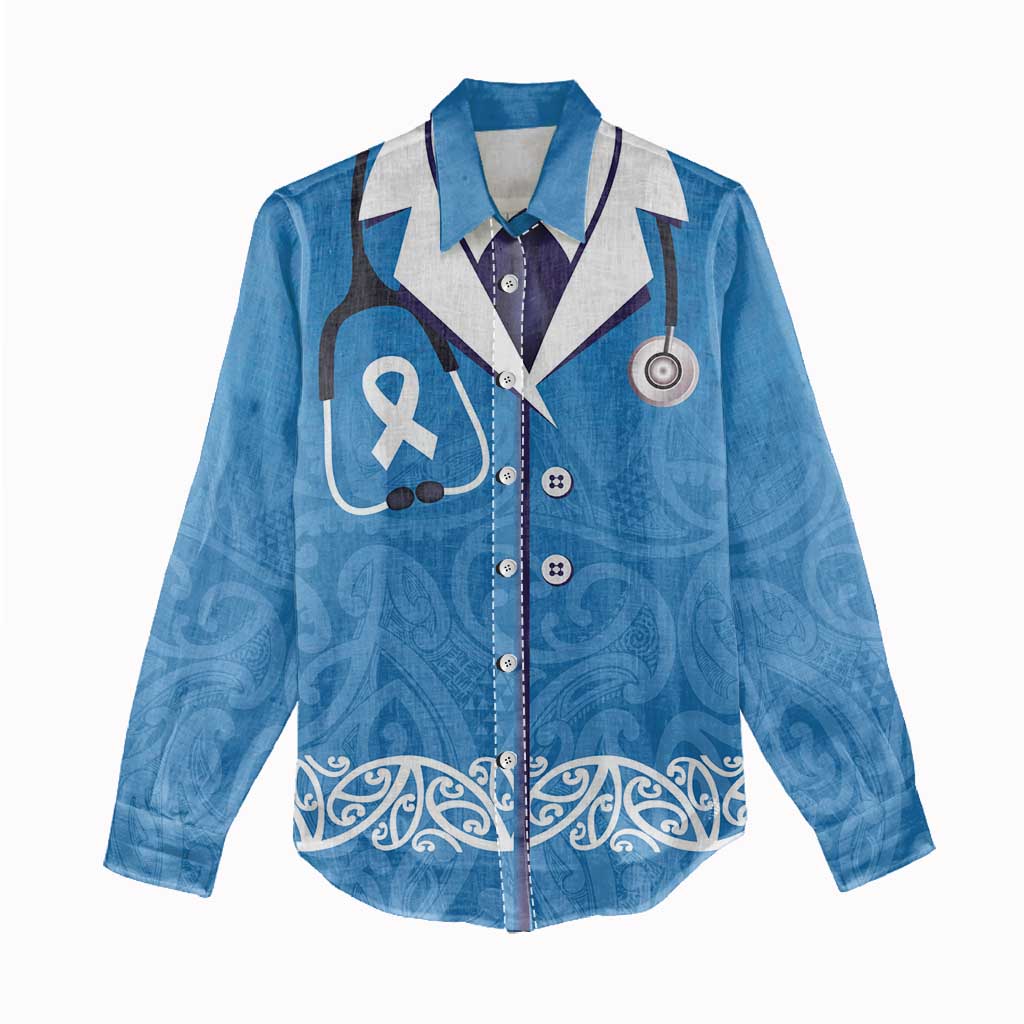 New Zealand Nurses Week Women Casual Shirt Maori Kowhaiwhai Blue Tribal LT9 - Polynesian Pride