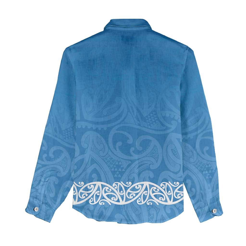 New Zealand Nurses Week Women Casual Shirt Maori Kowhaiwhai Blue Tribal LT9 - Polynesian Pride