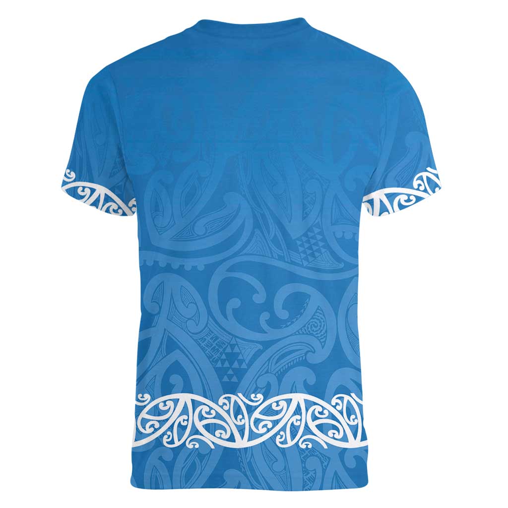 New Zealand Nurses Week Women V-Neck T-Shirt Maori Kowhaiwhai Blue Tribal LT9 - Polynesian Pride